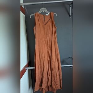 Amour Vert Linen Rust Colored Dress
